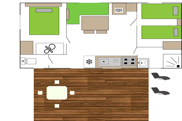 Plan Mobil-Home Fidji - Camping Val Fleuri Location