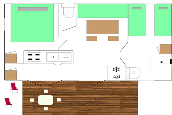 Plan Mobil-Home Lagon - Camping Val Fleuri Location