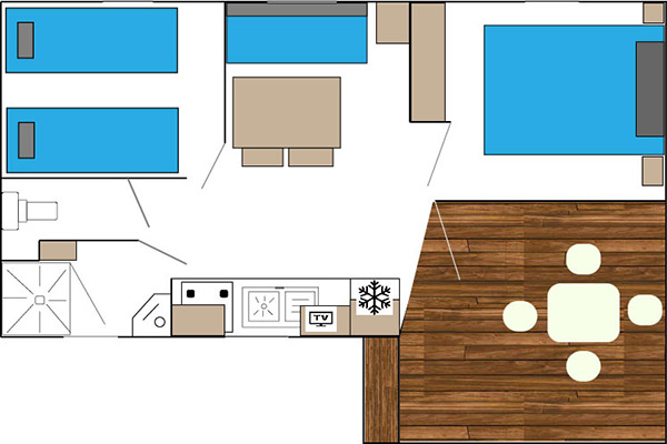 Plan Mobil-Home Tahiti - Camping Val Fleuri Location